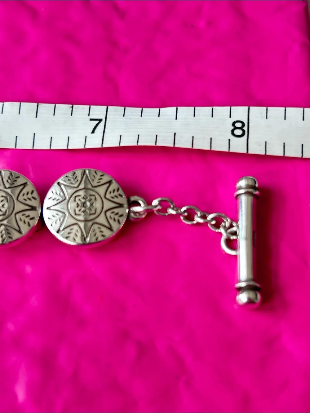 Brighton Marrakesh Silver Link Toggle Watch with intricate Southwest engravings